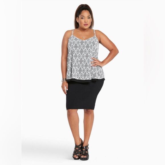 Torrid Medallion Print Double Layer Cami Black Taupe - Picture 1 of 7